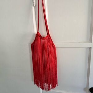 Zara Red Fringe Bag